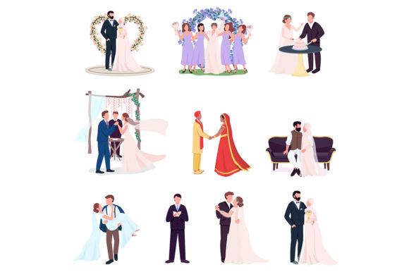 Happy Newlyweds Couples Character Set: A Designer's Practical Take