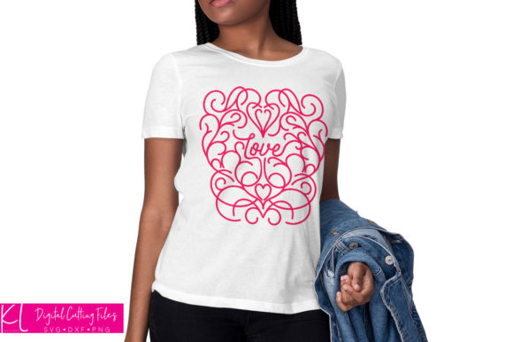 Scroll Work Love: A Feminine Embroidery Design for Heartfelt Projects