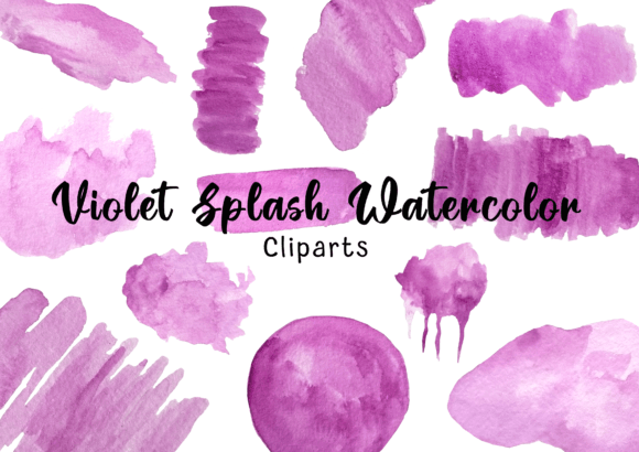 Watercolor Violet Brush Stroke Clipart for Embroidery Projects